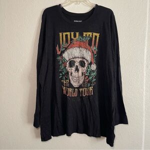 Torrid Joy To The World Tour Crew Neck Tee LS Skull Black 4X #D74476
